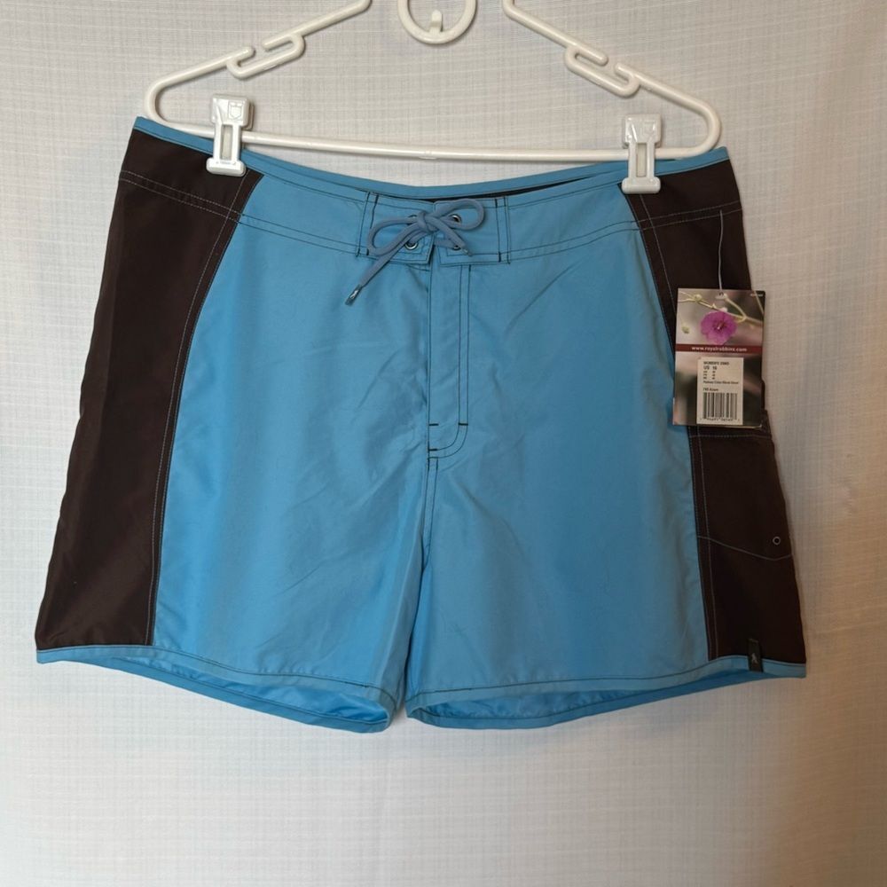 Royal Robbins Radeau Azure Blue Brown Color Block Shorts Quick-Drying 16 NWT